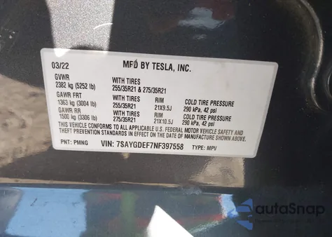 2022 Tesla Model Y Performance Dual Motor All-Wheel Drive from USA, damaged, VIN 7SAYGDEF7NF397558